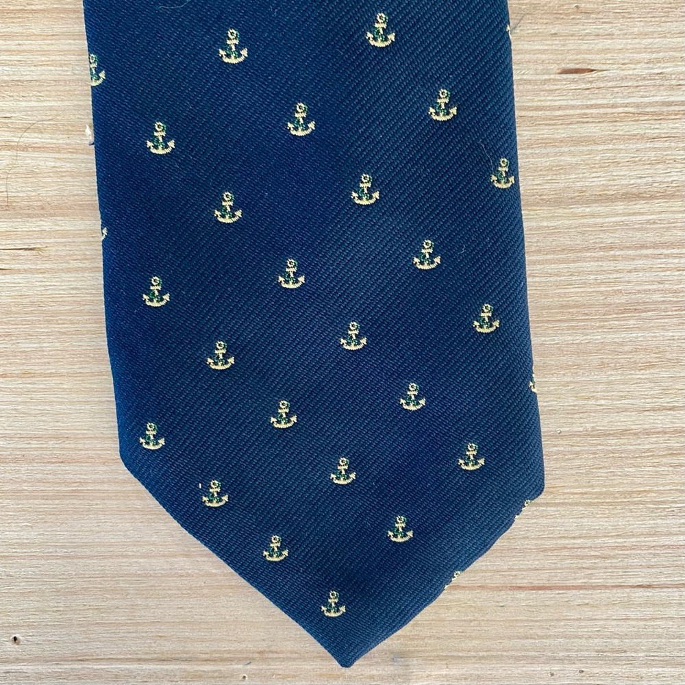 Anchors Away Embroidered Navy Blue Preppy Men’s Tie, 27/27 Collection